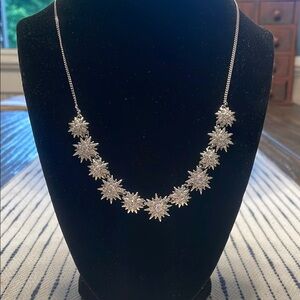 GIVENCHY crystal star silver tone statement necklace